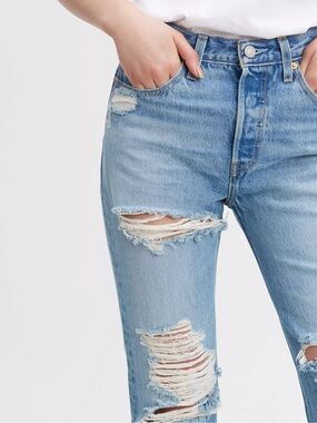 Levi’s Premium 501 Original Fit Jeans W29 L28 Distressed High Rise 100% Cotton